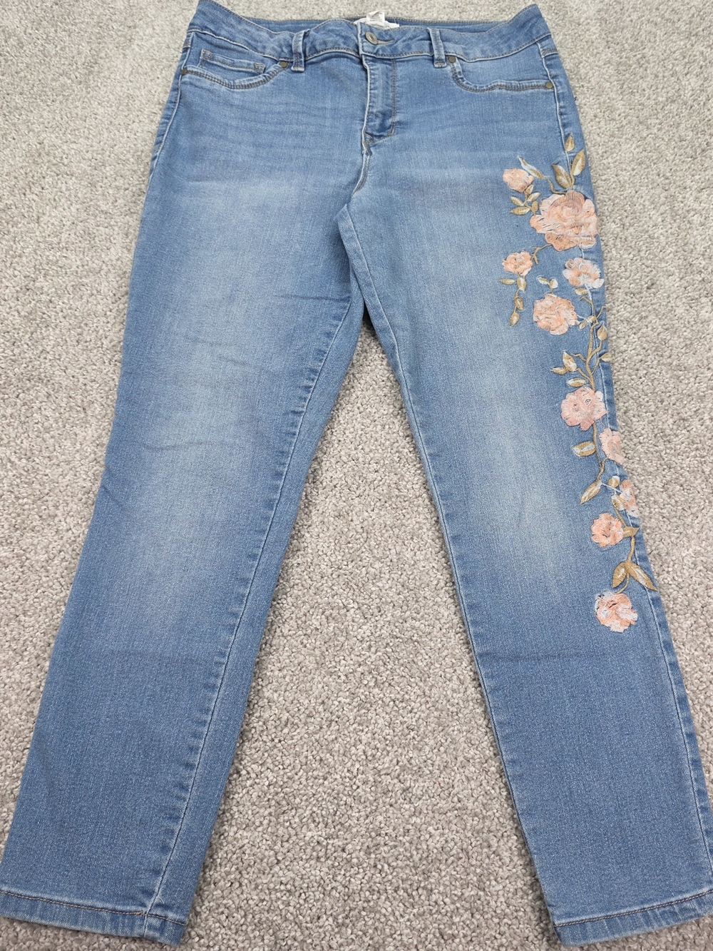 Artisan NY Skinny Jeans Women's Size 10 High Rise Floral Embroidered